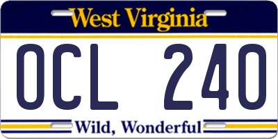 WV license plate OCL240