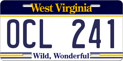 WV license plate OCL241