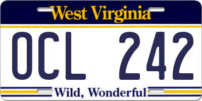 WV license plate OCL242