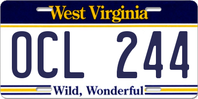 WV license plate OCL244