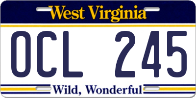 WV license plate OCL245