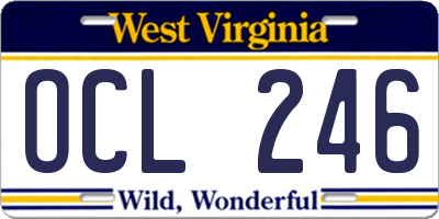 WV license plate OCL246