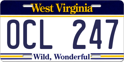 WV license plate OCL247