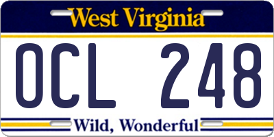 WV license plate OCL248