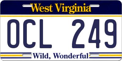 WV license plate OCL249