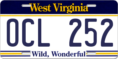 WV license plate OCL252