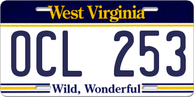 WV license plate OCL253
