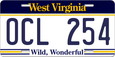 WV license plate OCL254