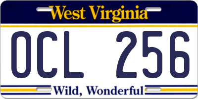 WV license plate OCL256