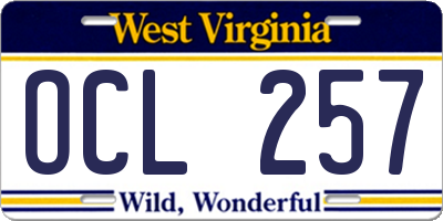 WV license plate OCL257