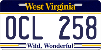 WV license plate OCL258