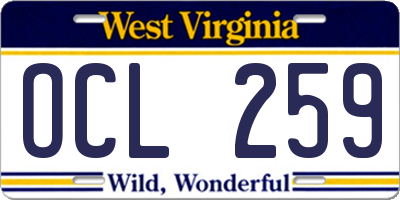 WV license plate OCL259