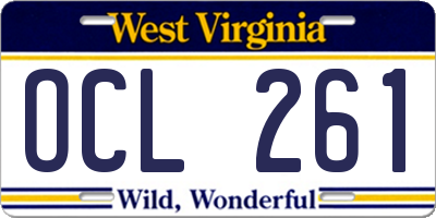 WV license plate OCL261
