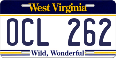 WV license plate OCL262