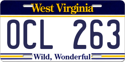 WV license plate OCL263