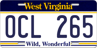 WV license plate OCL265