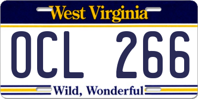 WV license plate OCL266