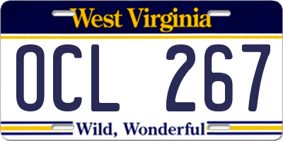 WV license plate OCL267