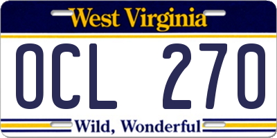 WV license plate OCL270