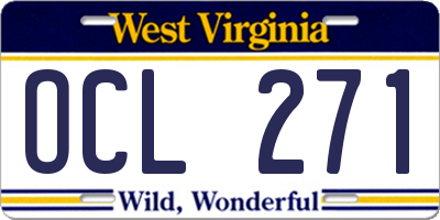 WV license plate OCL271