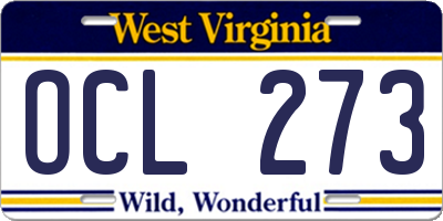 WV license plate OCL273