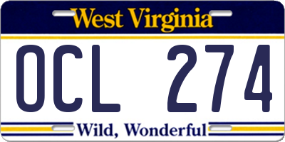 WV license plate OCL274