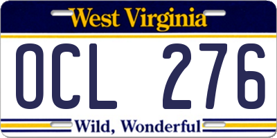 WV license plate OCL276