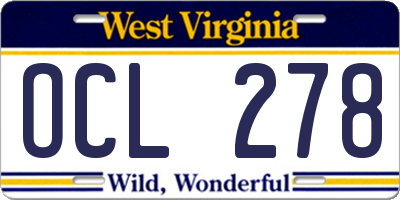 WV license plate OCL278