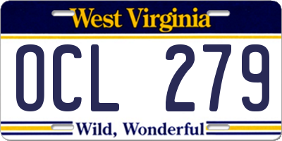 WV license plate OCL279