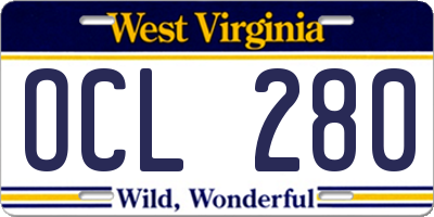 WV license plate OCL280