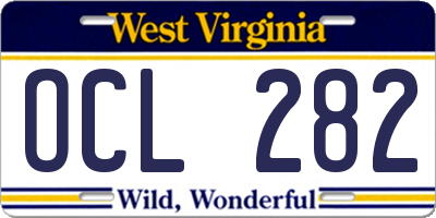 WV license plate OCL282