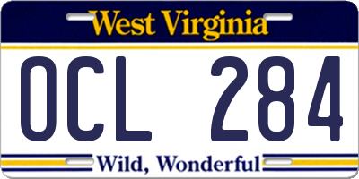 WV license plate OCL284