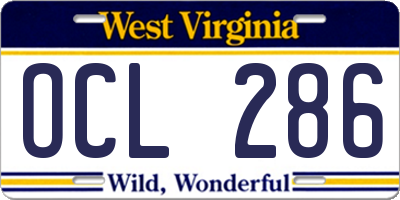 WV license plate OCL286