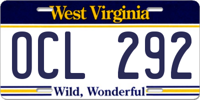 WV license plate OCL292