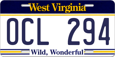 WV license plate OCL294