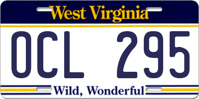 WV license plate OCL295