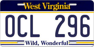 WV license plate OCL296