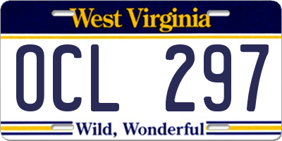 WV license plate OCL297