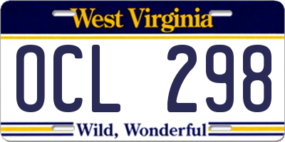 WV license plate OCL298