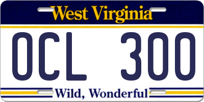 WV license plate OCL300