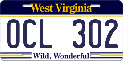 WV license plate OCL302