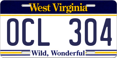 WV license plate OCL304