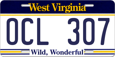 WV license plate OCL307