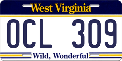 WV license plate OCL309