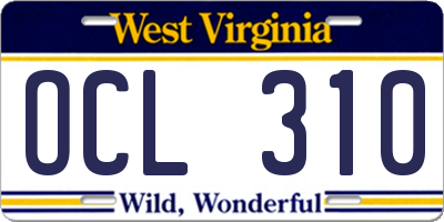 WV license plate OCL310
