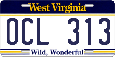 WV license plate OCL313