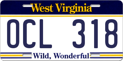 WV license plate OCL318