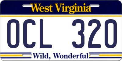 WV license plate OCL320
