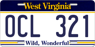 WV license plate OCL321