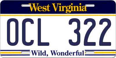 WV license plate OCL322